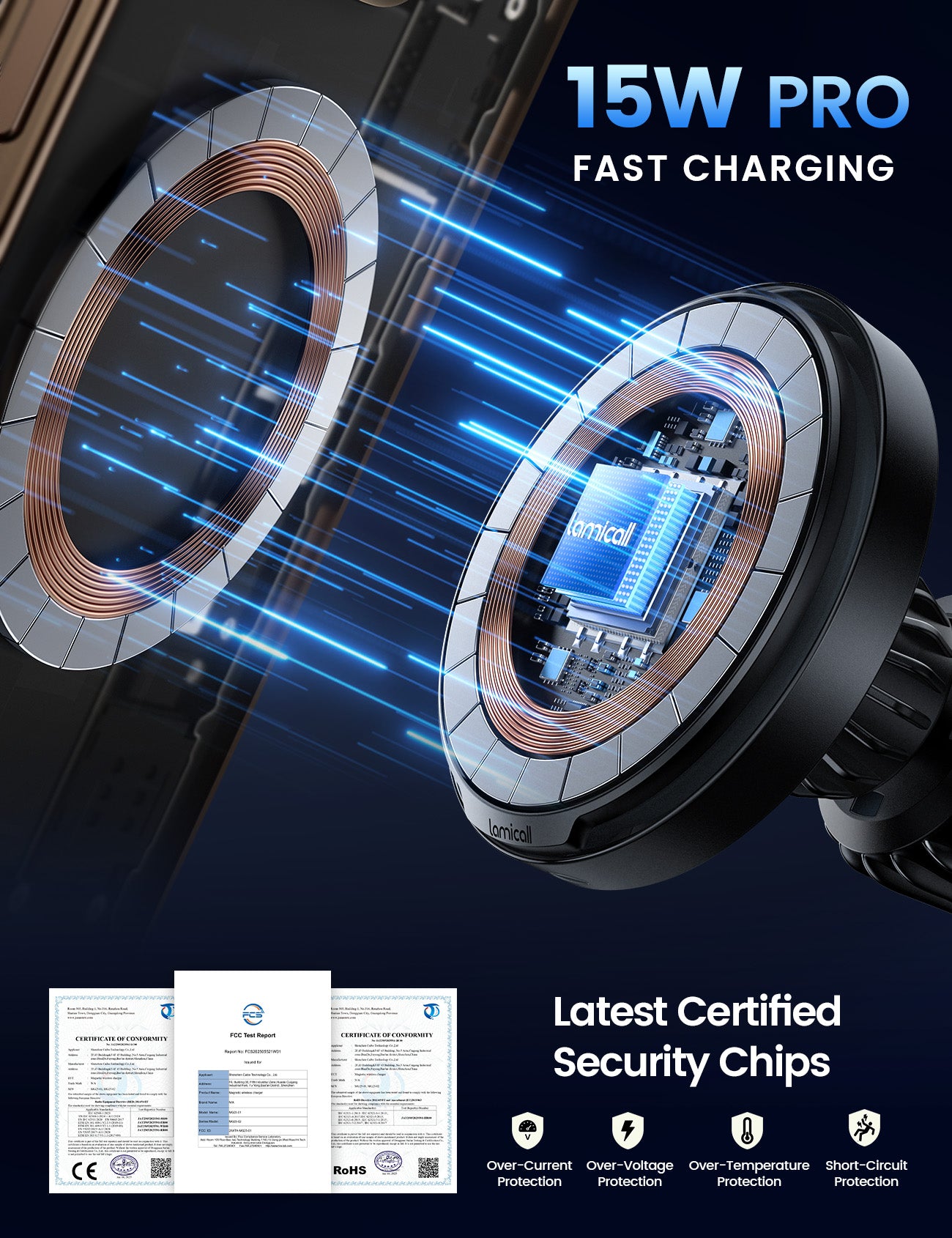Lamicall 15W for QI2 Magsafe Car Mount Charger