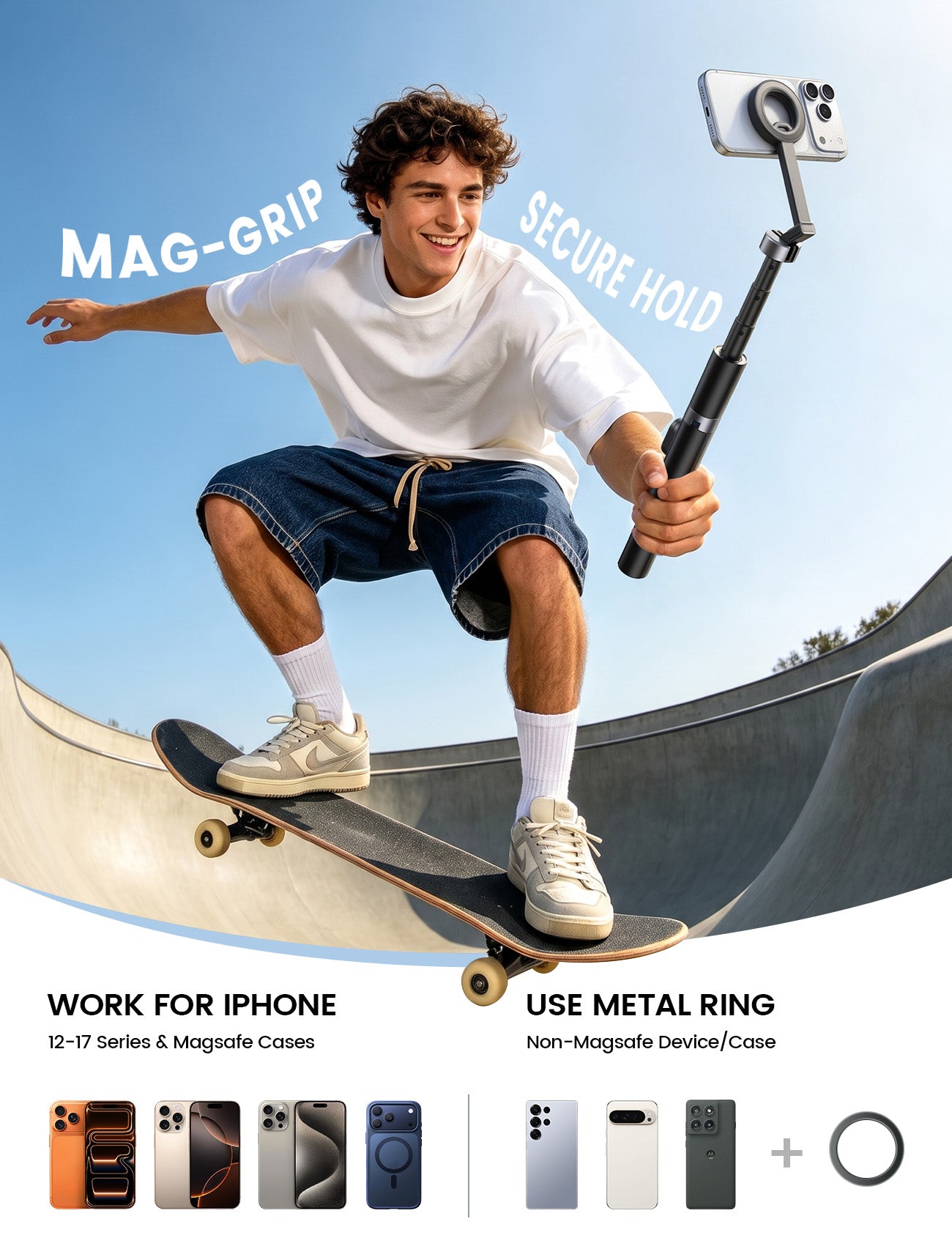 Lamicall 71" Magnetic Tripod for iPhone Auto-Open with Rechargeable Remote