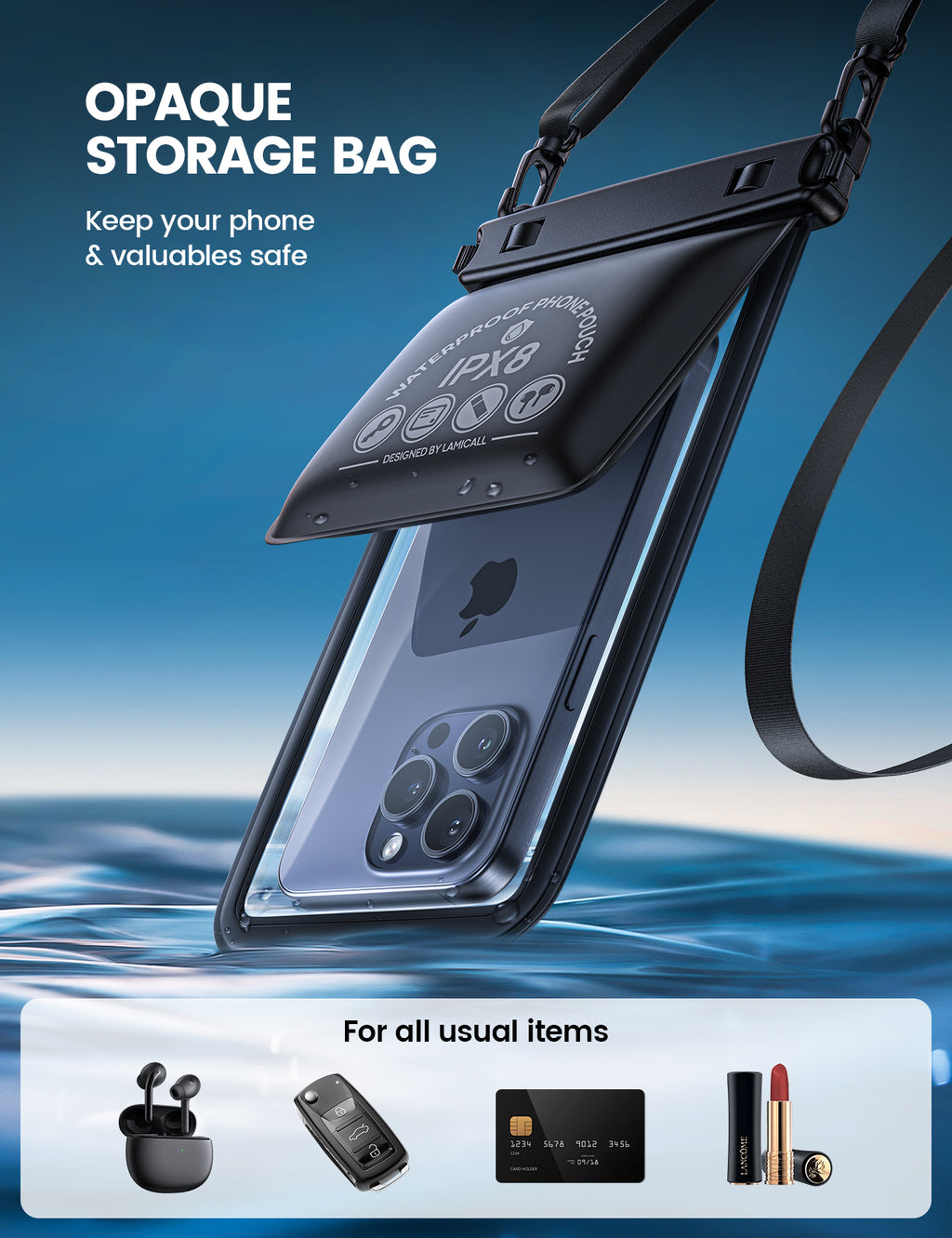Double Pocket Waterproof Phone Pouch IPX8 Dry Bag