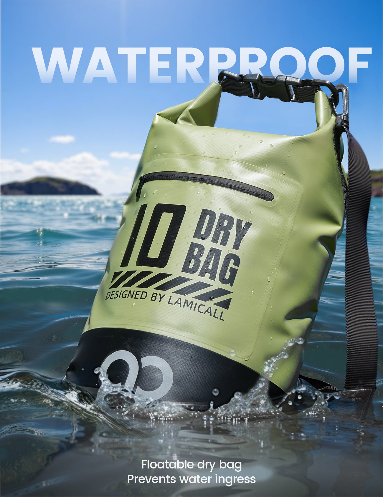 Lamicall Waterproof Dry Bag with Phone Pouch for Kayaking Boating Beach Camping Fishing