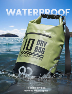 Lamicall Waterproof Dry Bag with Phone Pouch for Kayaking Boating Beach Camping Fishing