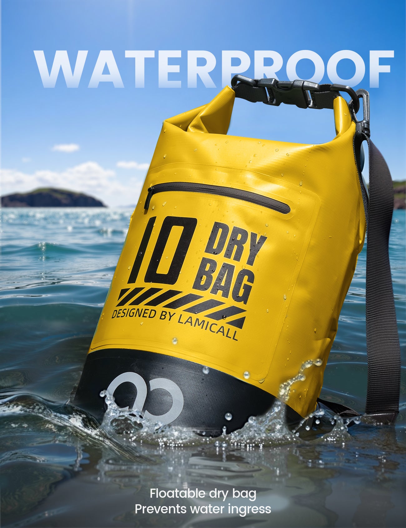 Lamicall Waterproof Dry Bag with Phone Pouch for Kayaking Boating Beach Camping Fishing