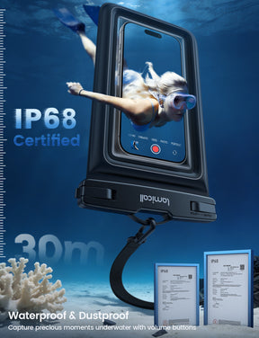 Lamicall IP68 Floating Waterproof Phone Pouch with Lanyard 4-8.5 inches