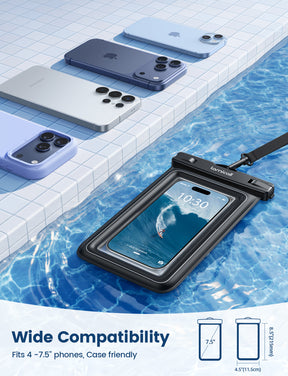 Lamicall IP68 Floating Waterproof Phone Pouch with Lanyard 4-8.5 inches