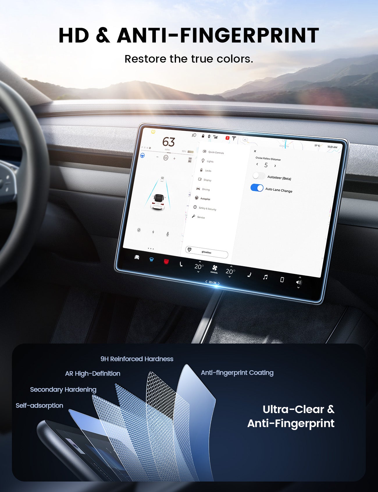 Lamicall Screen Protector Tesla Model Y Juniper 2025 & Model 3 (2024-2026)