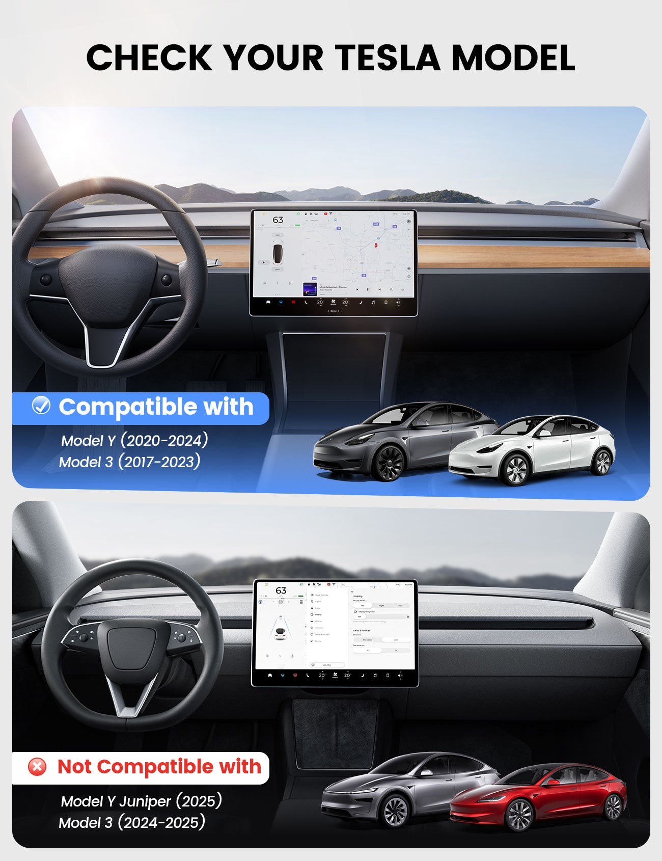 Lamicall Screen Protector Tesla Model Y Juniper 2025 & Model 3 (2024-2026)