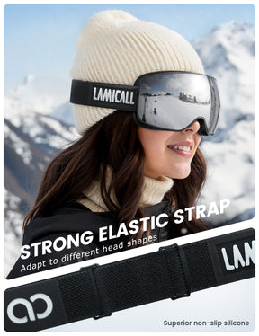 Lamicall Ski Goggles with 3X Anti-Fog & UV400 Protection