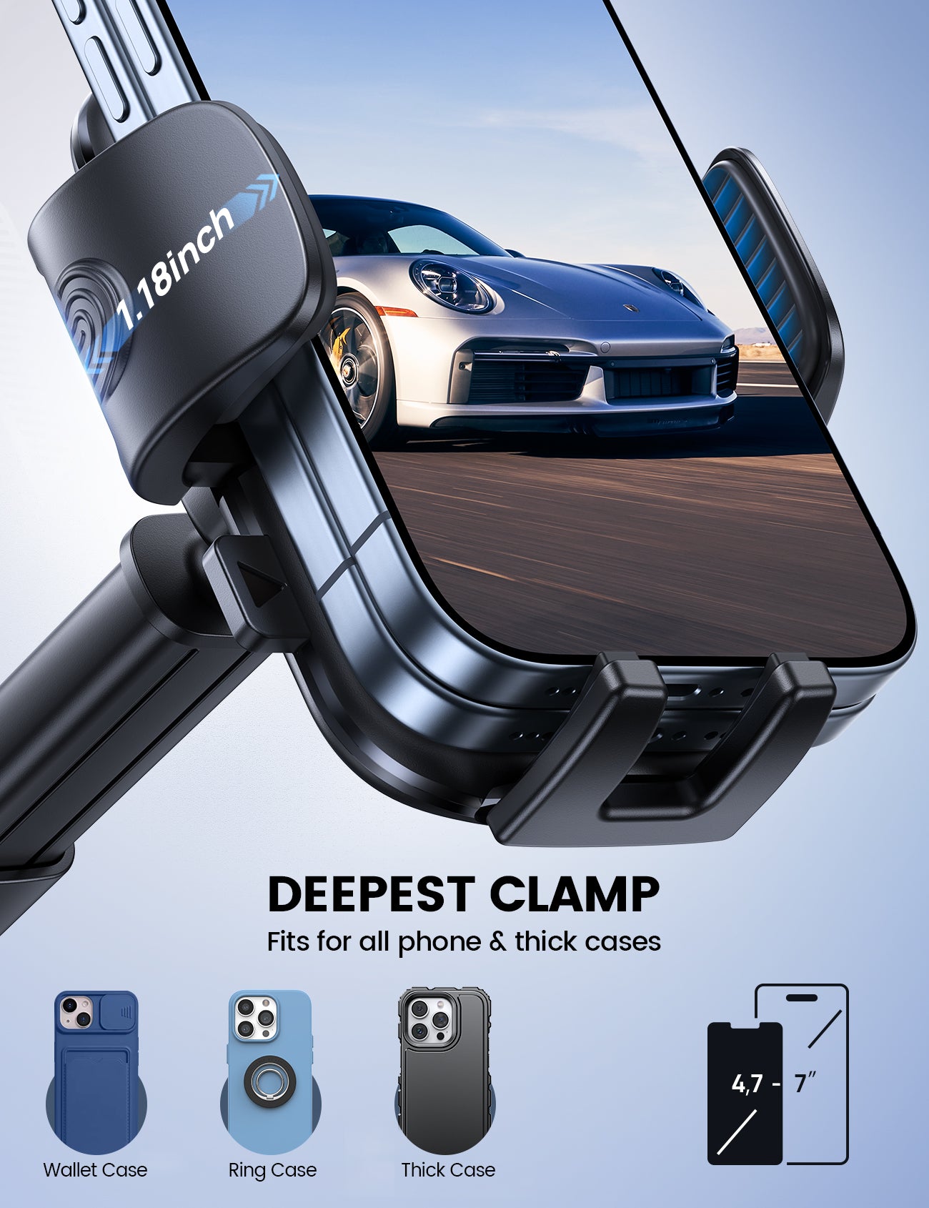 Lamicall 3-in-1 Pro Version Suction Cup 360° Rotation Car Phone Holders