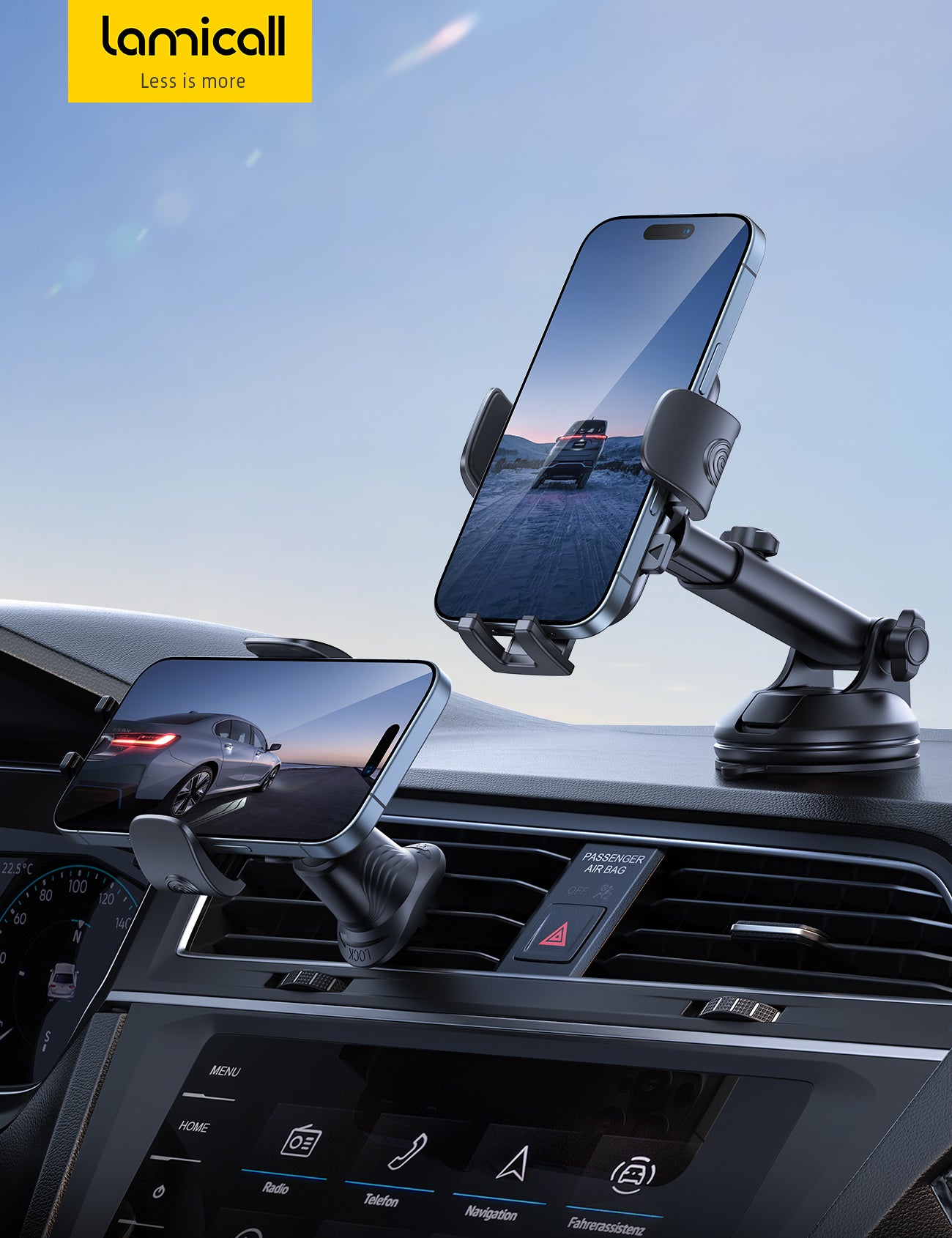 Lamicall 3-in-1 Pro Version Suction Cup 360° Rotation Car Phone Holders