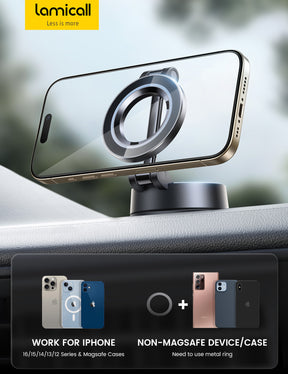 Lamicall for Magsafe Car Mount 360° Adjustable 70LBS Suction Dashboard Windshield