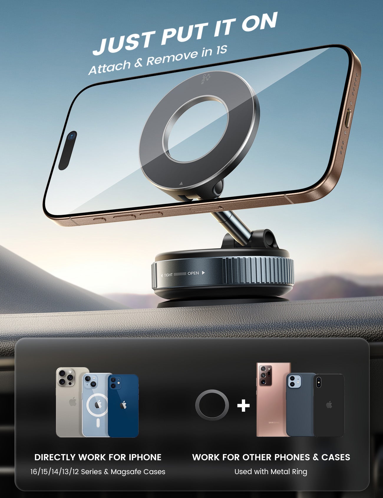 Lamicall Magsafe Mount Car Phone Hloder For Dashboard Wall Windshield