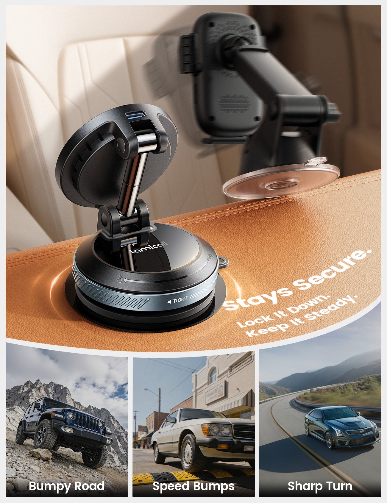 Lamicall 15W for MagSafe Car Mount Charger - 70 LBS Strongest Suction