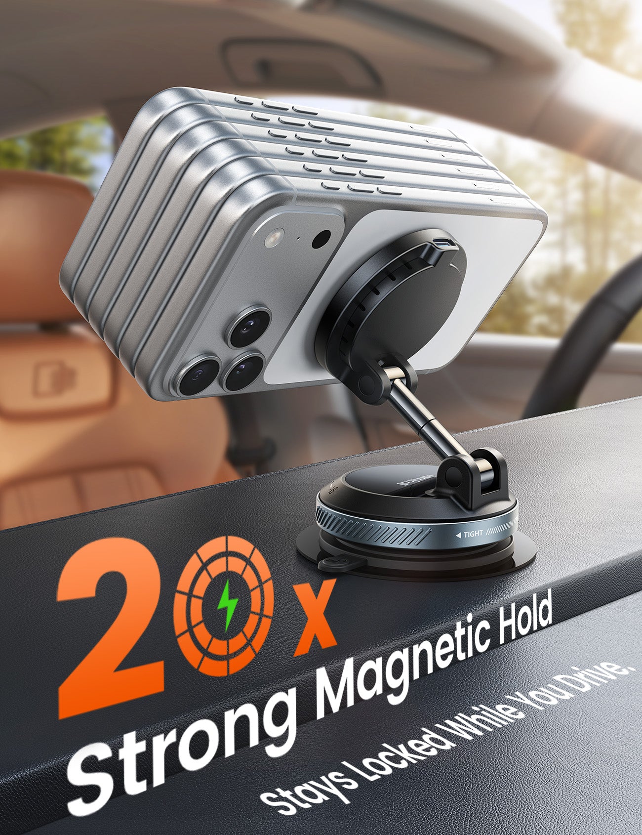 Lamicall 15W for MagSafe Car Mount Charger - 70 LBS Strongest Suction