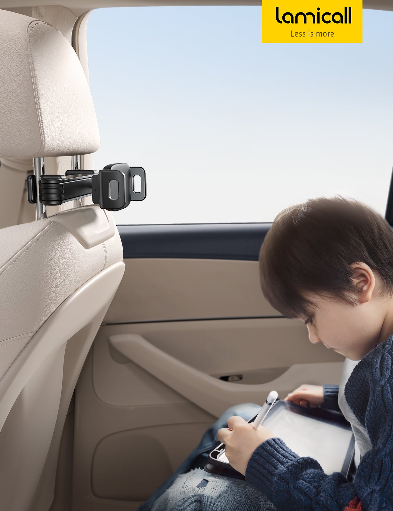 Lamicall Car Headrest Tablet Holder Lockable 3 in 1 Extension Arm