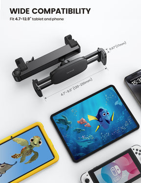 Lamicall Car Headrest Tablet Holder Lockable 3 in 1 Extension Arm