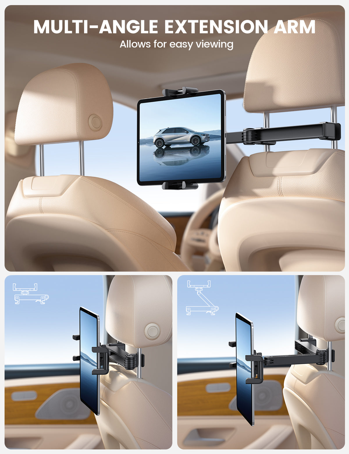 Lamicall Foldable Clip Car Headrest Tablet Holder