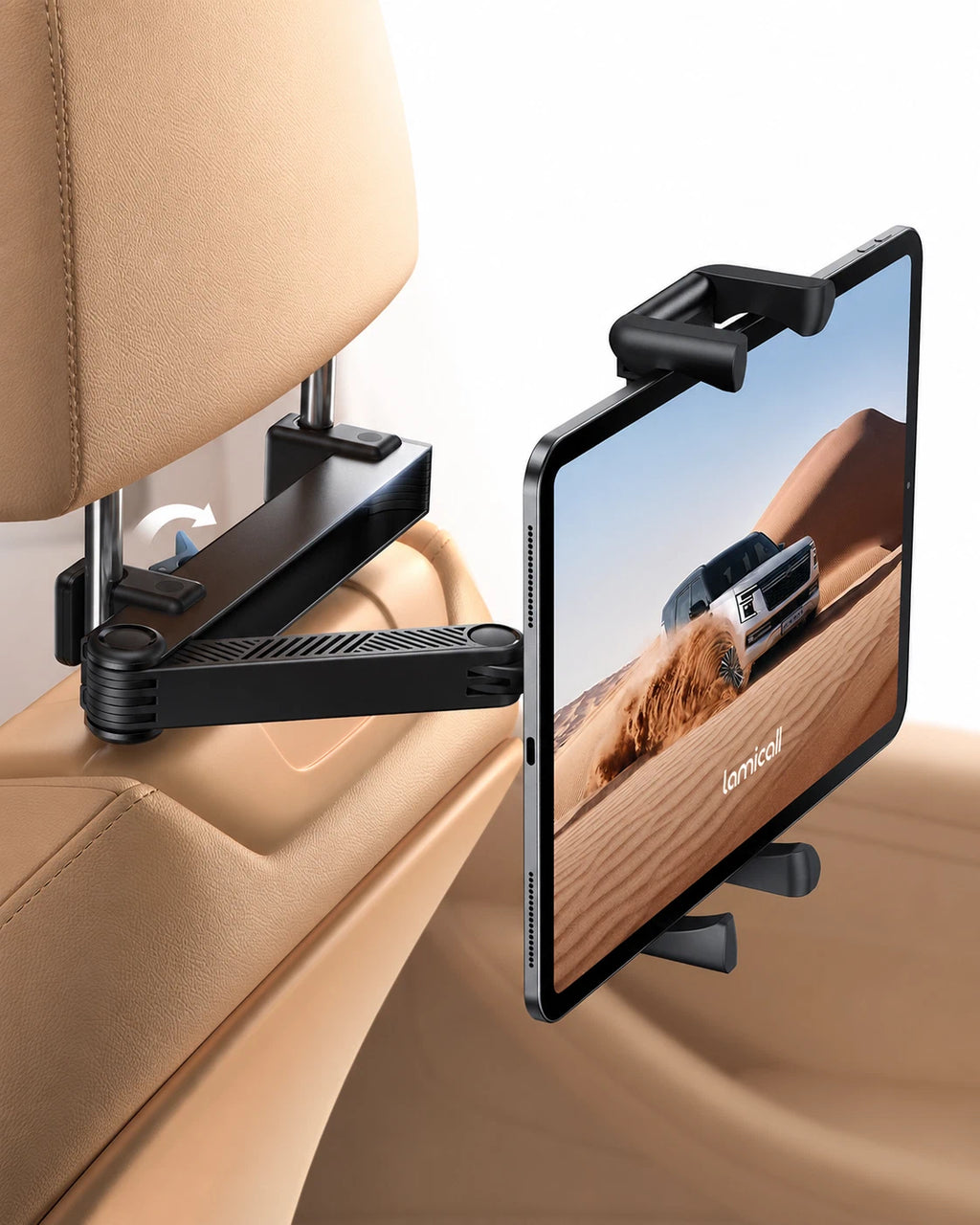 Foldable Clip Car Headrest Tablet Holder