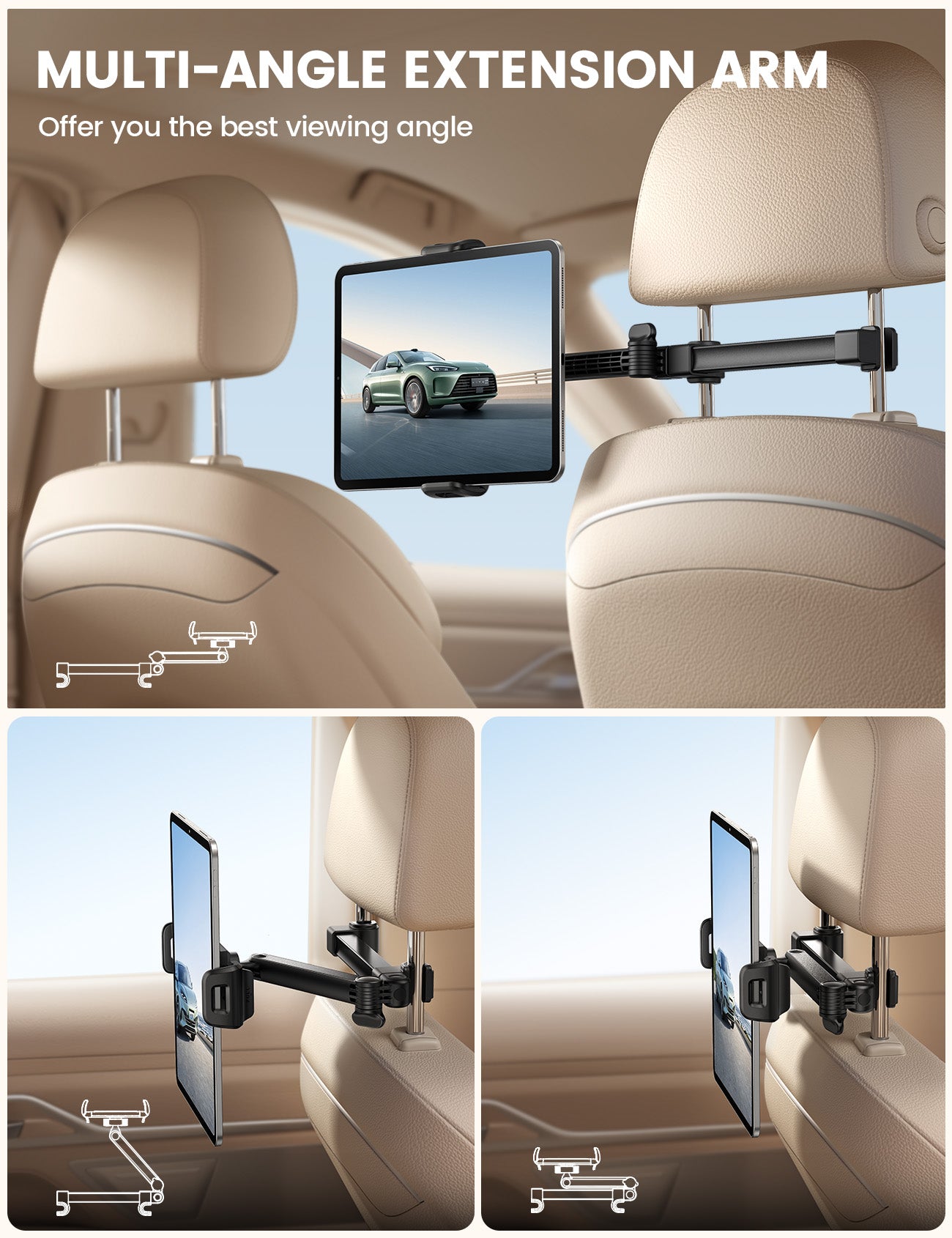 Lamicall Lockable Foldable Clip Car Headrest Tablet Holder