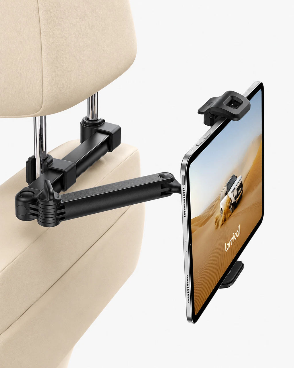 Lockable Foldable Clip Car Headrest Tablet Holder