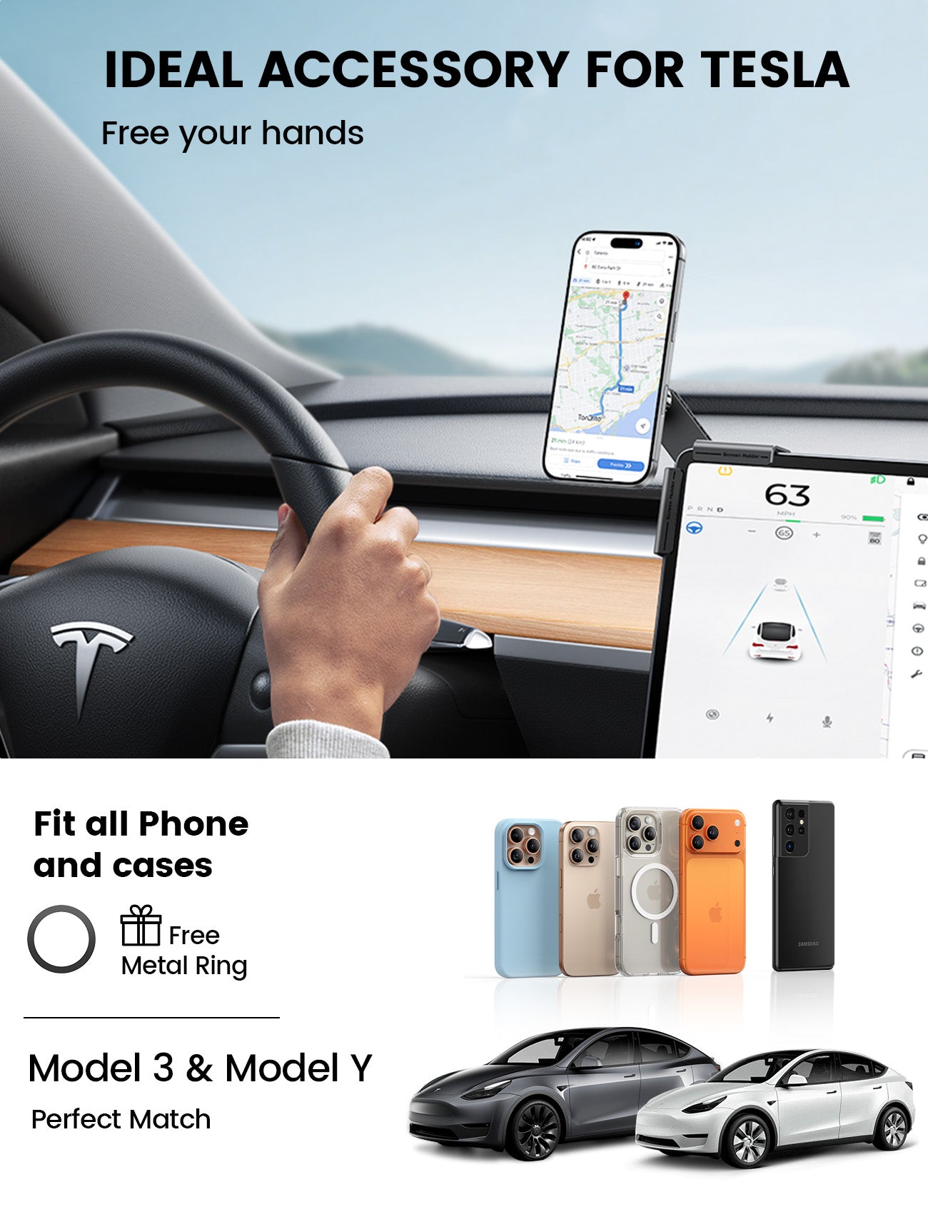 Lamicall Phone Holder for Tesla Model 3 and Y Accessories