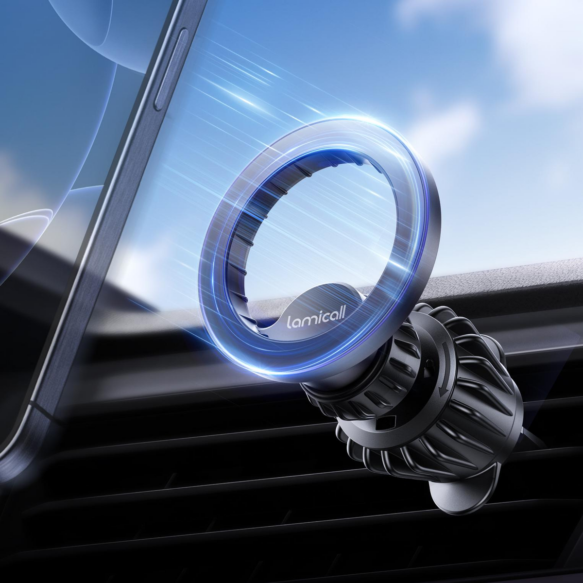 Lamicall MagSafe Car Mount Charger 15W - Magnetic Phone Holder For IPhone 16/15/14/13 With Ultra Strong Magnet