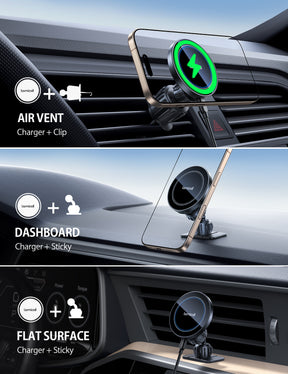 Lamicall 15W for MagSafe Car Mount Charger 20X Strong Magnets