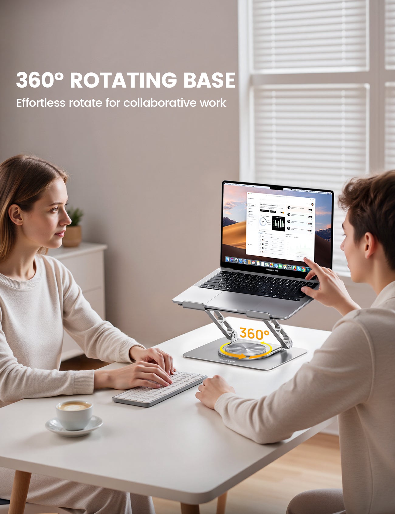 Foldable Aluminum Laptop Stand for Desk: Adjustable & 360 RotatingErgonomic Laptop Riser  for MacBook, Dell, HP