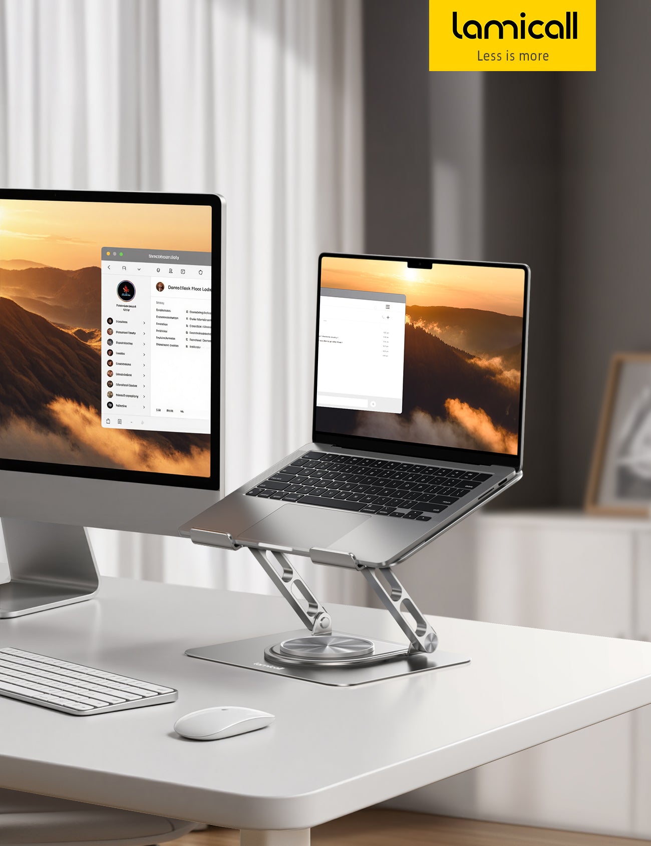 Foldable Aluminum Laptop Stand for Desk: Adjustable & 360 RotatingErgonomic Laptop Riser  for MacBook, Dell, HP