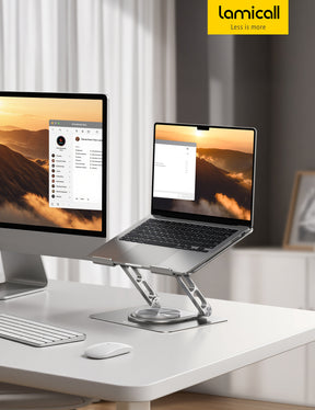 Foldable Aluminum Laptop Stand for Desk: Adjustable & 360 RotatingErgonomic Laptop Riser  for MacBook, Dell, HP