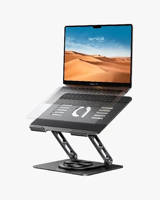 Foldable Aluminum Laptop Stand for Desk: Adjustable & 360 RotatingErgonomic Laptop Riser  for MacBook, Dell, HP