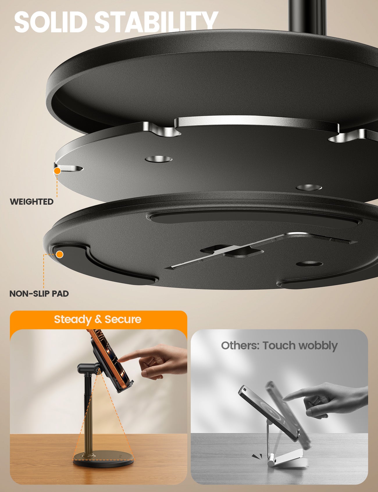 Lamicall Height Angle Adjustable Sturdy Desktop Phone Holder