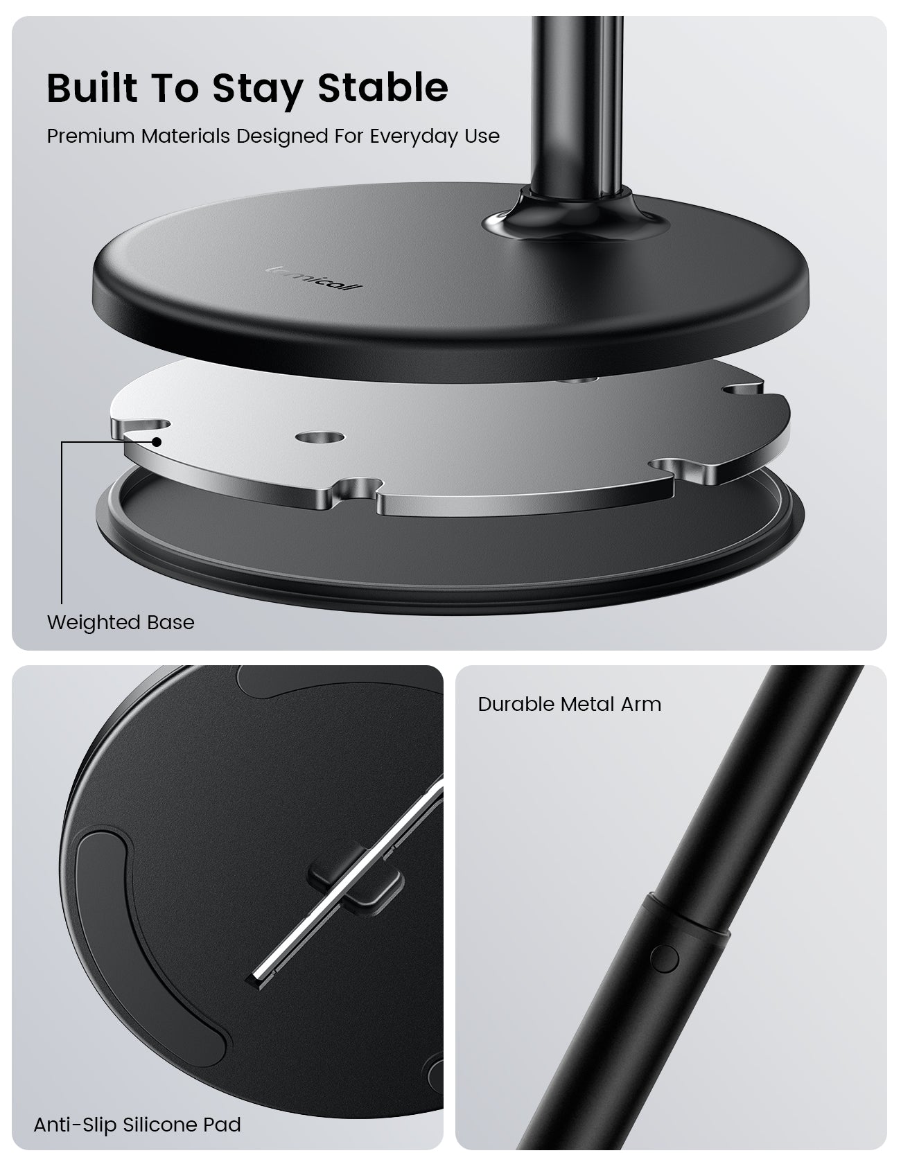 Lamicall Magnetic Phone Stand for Desk, Height Adjustable Holder for iPhone