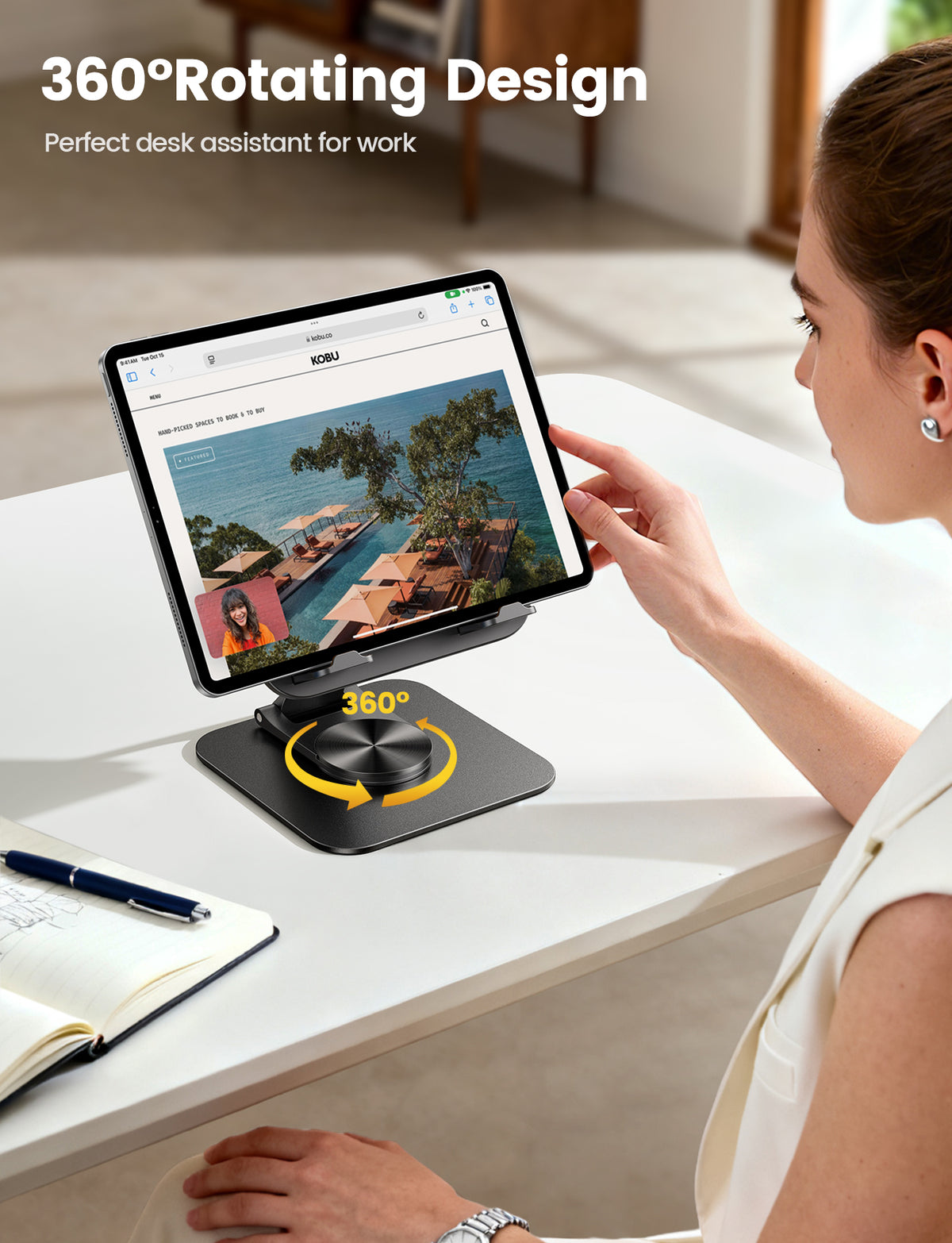 Lamicall Desktop Adjustable & Foldable 360°Rotation Tablet Stand Holder For 4.7-13" Devices