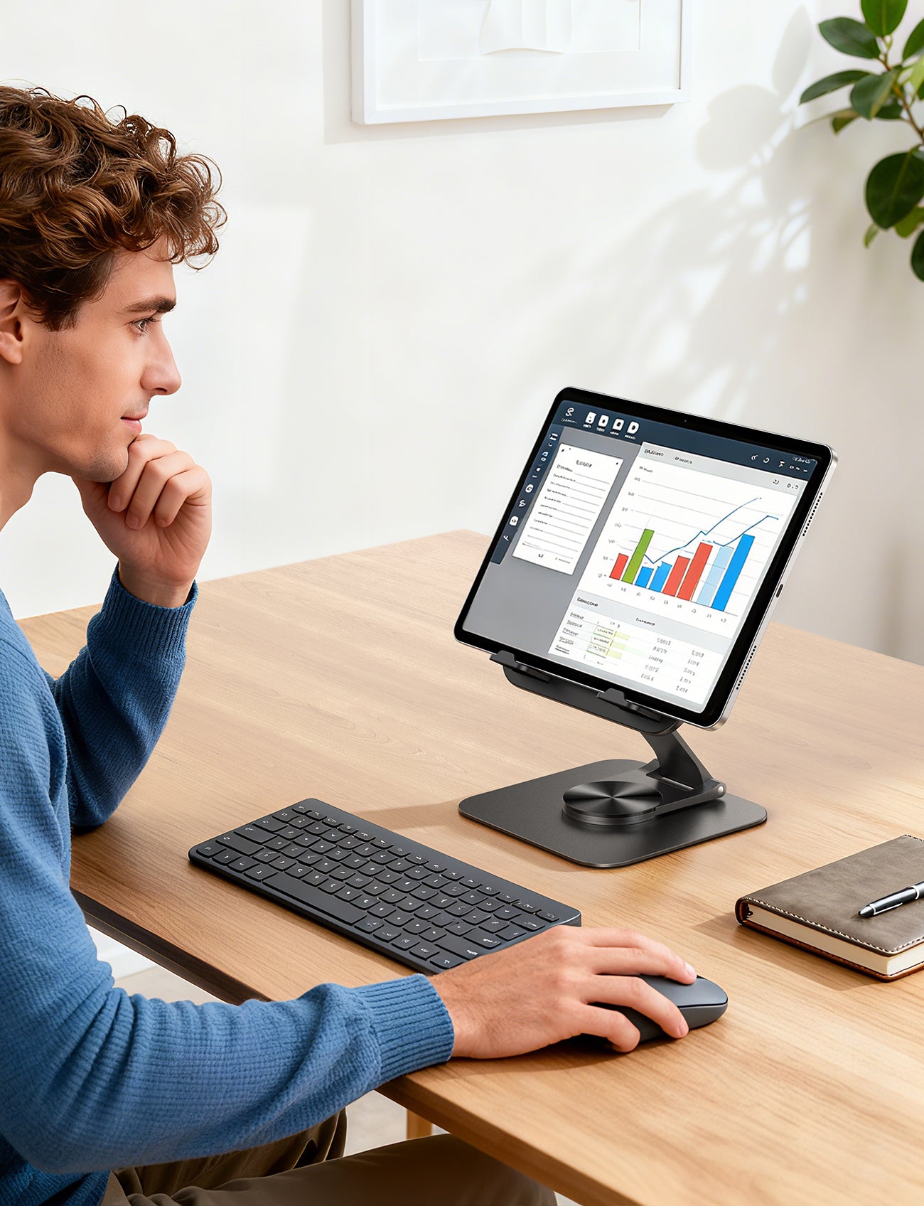 Lamicall Desktop Adjustable & Foldable 360°Rotation Tablet Stand Holder For 4.7-13" Devices