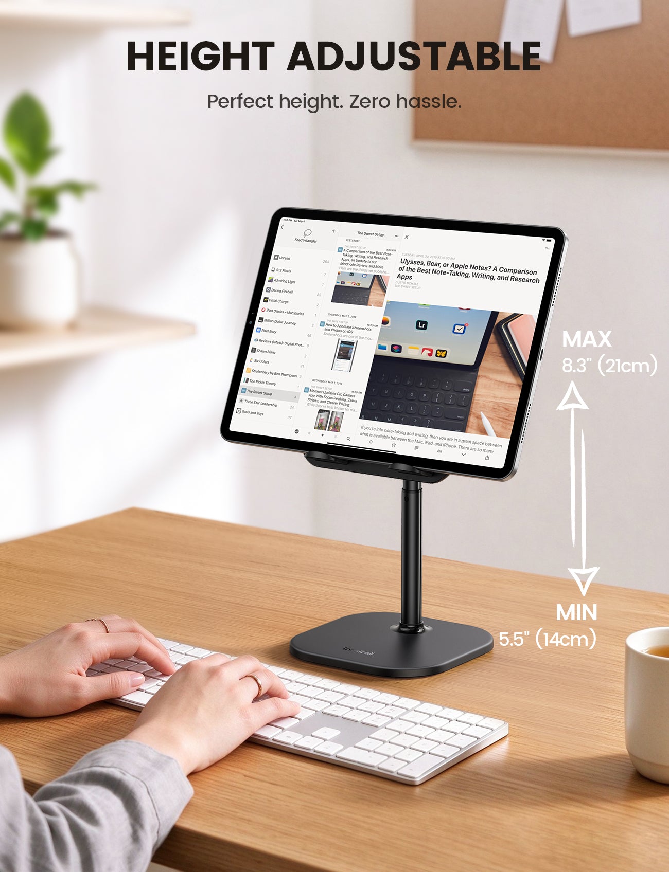 Lamicall iPad Stand Height Adjustable Tablet Holder Weighted Base for Desk