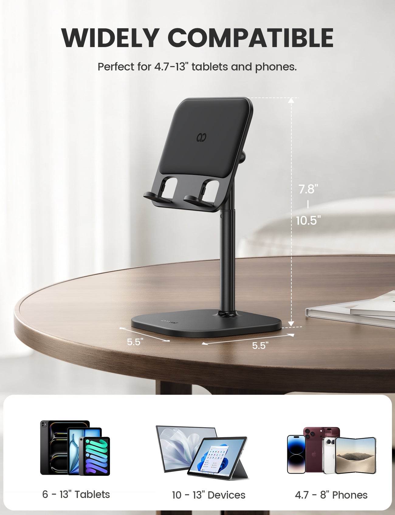 Lamicall iPad Stand Height Adjustable Tablet Holder Weighted Base for Desk