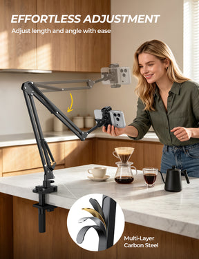 Lamicall Phone Holder for Bed & Desk, 32.5" Flexible Carbon Steel Arm Mount