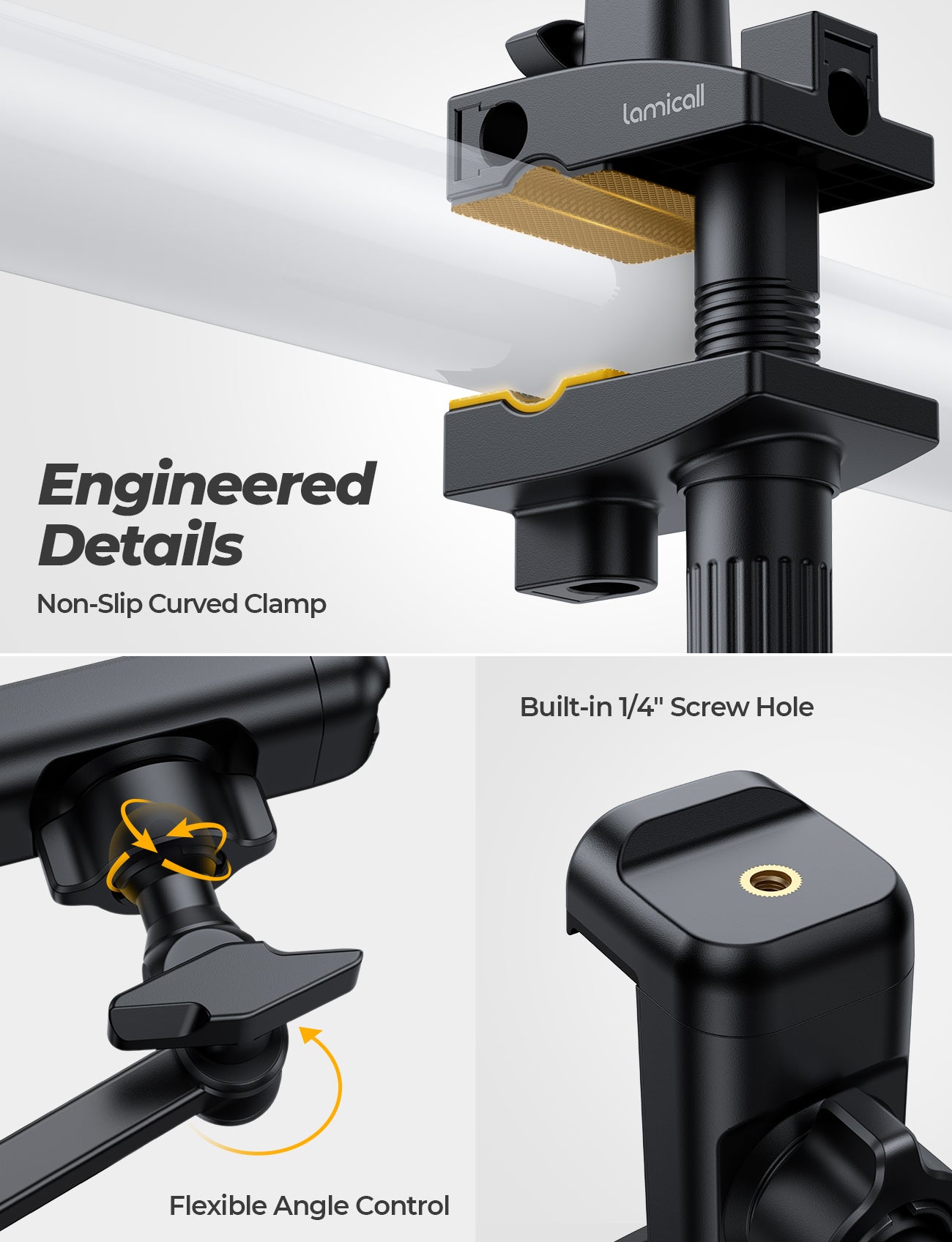 Lamicall Phone Holder for Bed & Desk, 32.5" Flexible Carbon Steel Arm Mount
