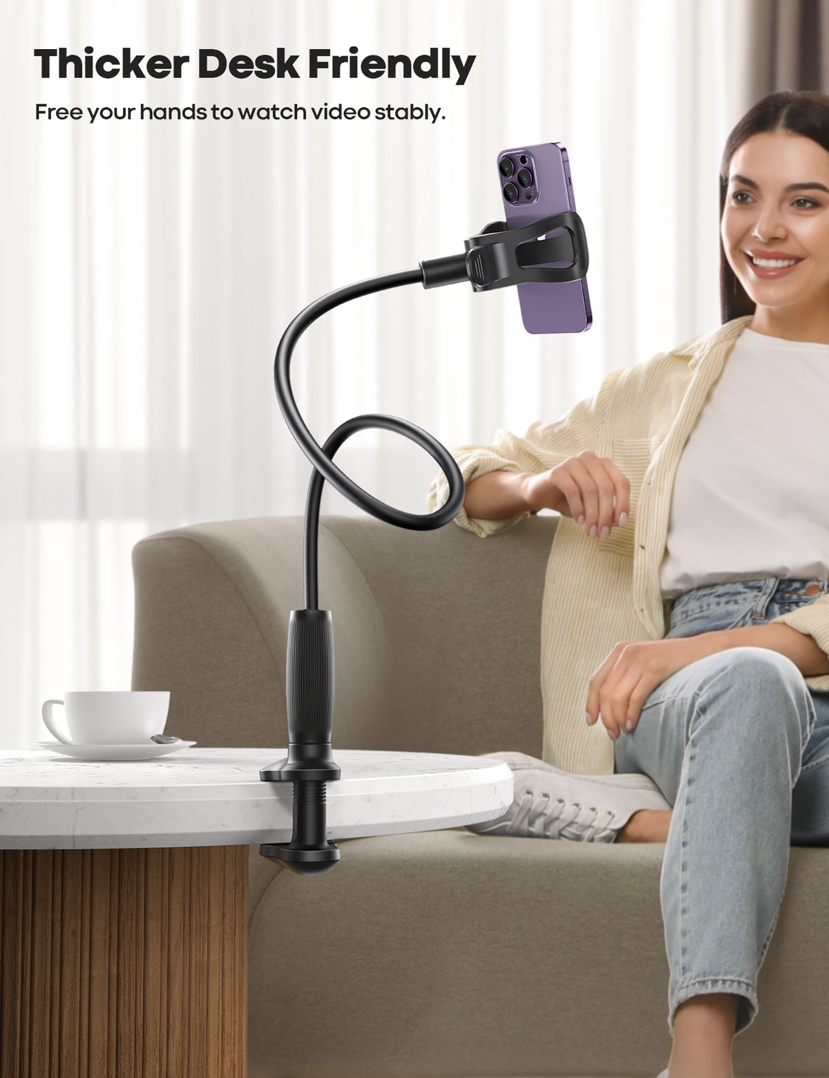 Lamicall Gooseneck Phone Holder for Bed Upgraded Stable Clip