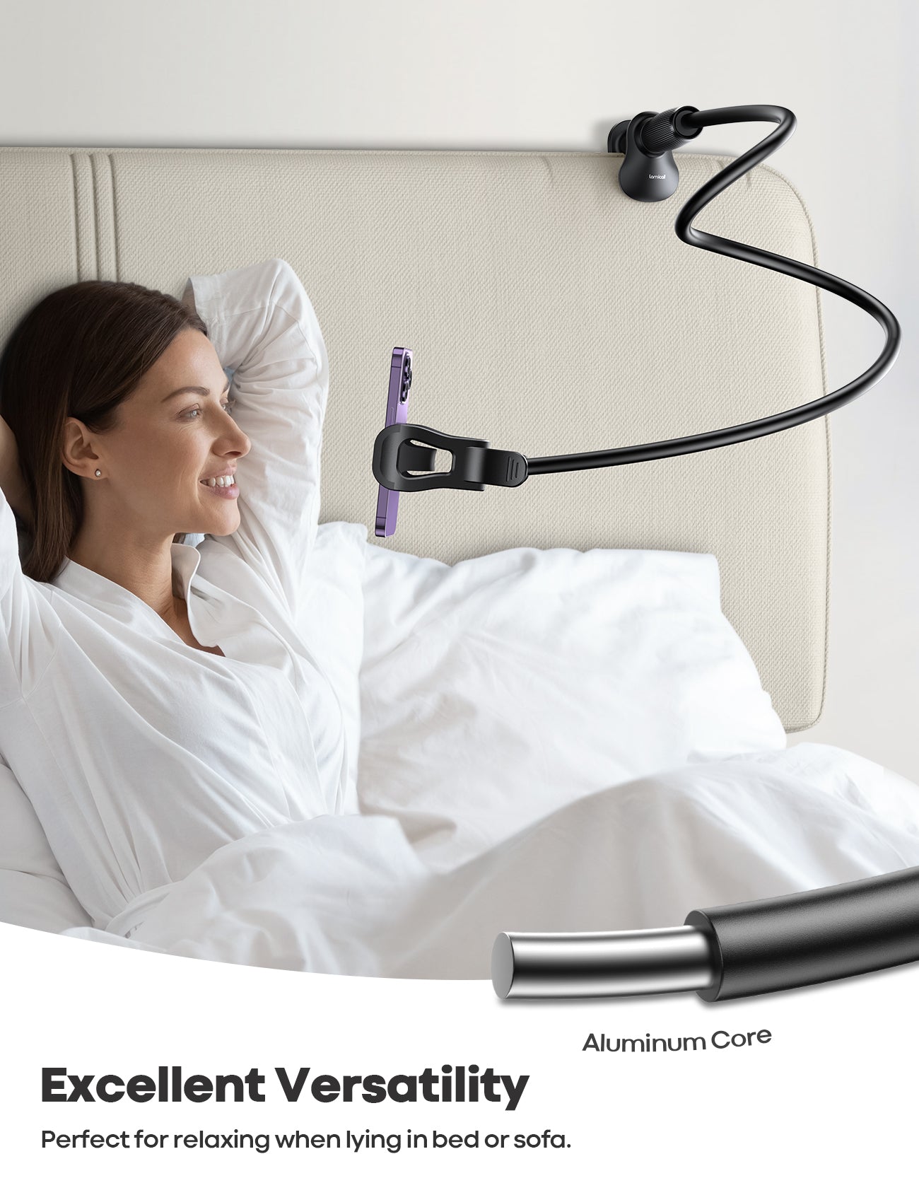 Lamicall Gooseneck Phone Holder for Bed Upgraded Stable Clip