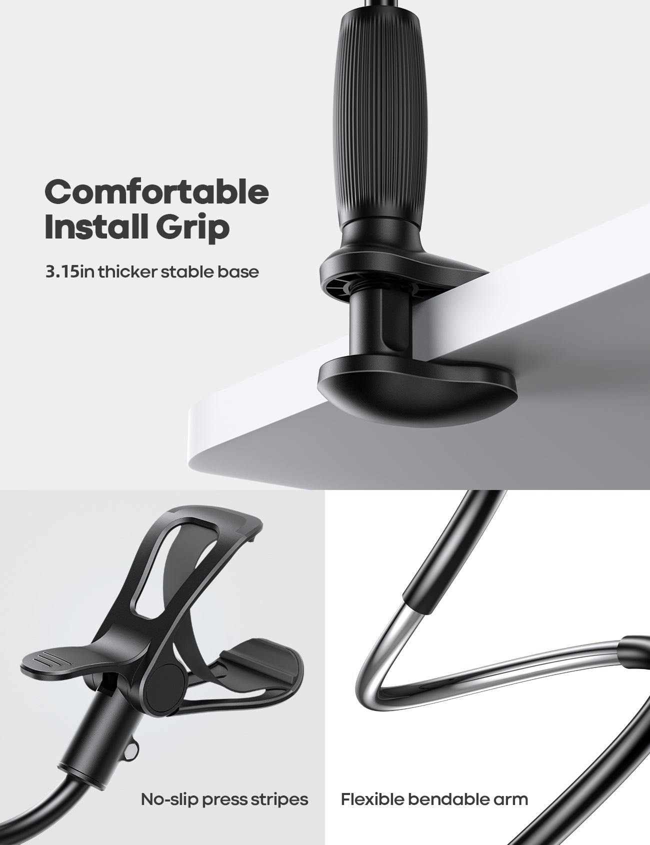 Lamicall Gooseneck Phone Holder for Bed Upgraded Stable Clip