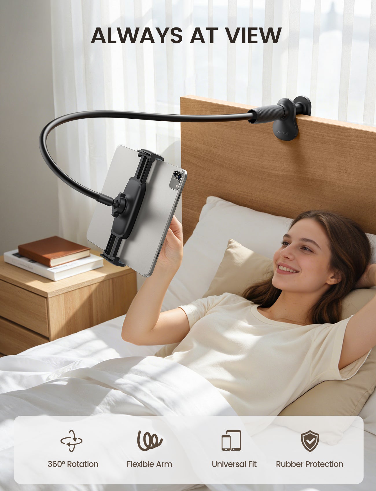 Lamicall Gooseneck Tablet Holder Unique Tapered Flexible Arm Up to 13 inches