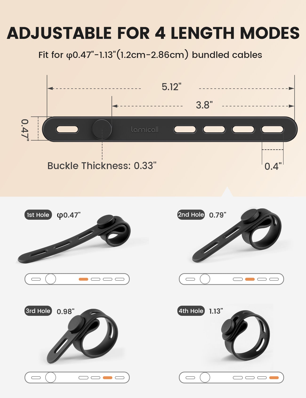 Lamicall Silicone Cable Ties Cord Organizer