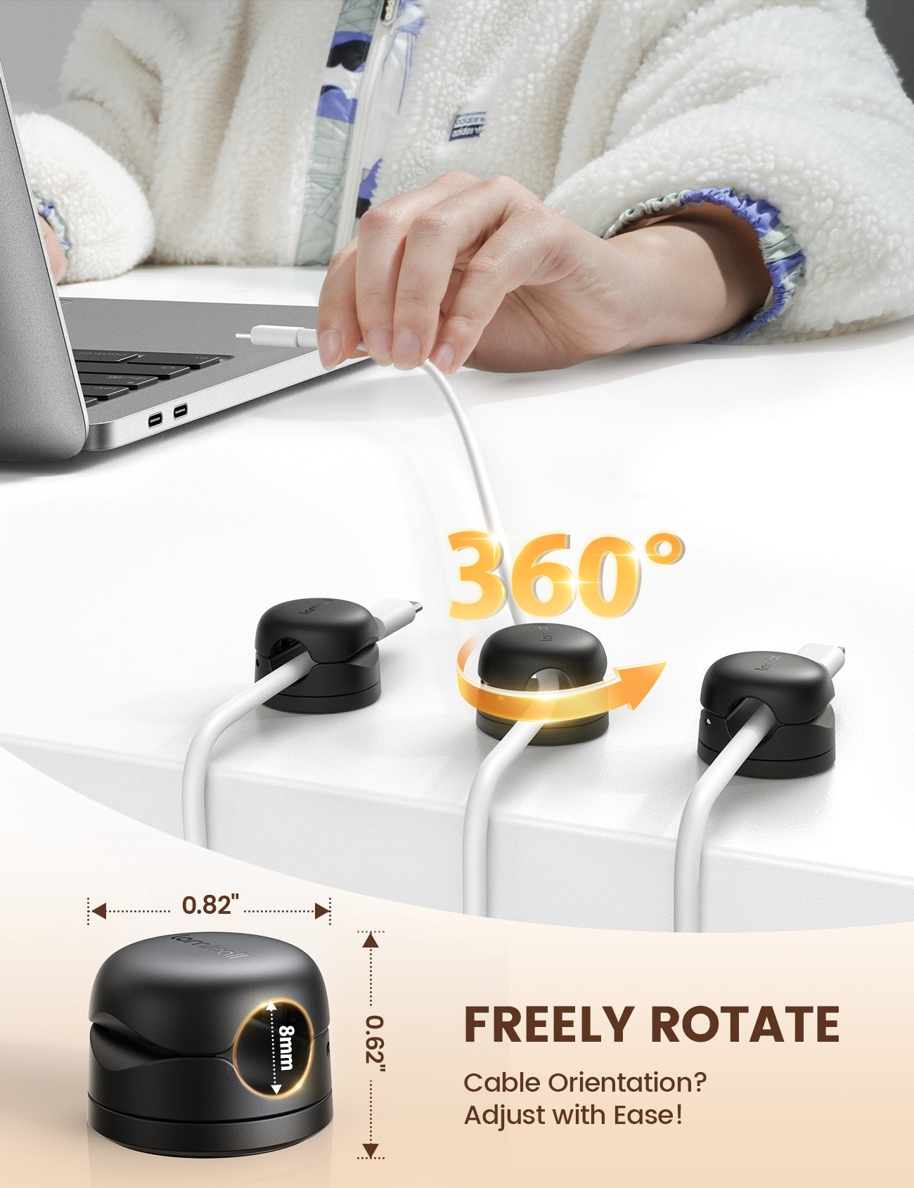 Lamicall 6 Pack Rotatable Cord Organizer