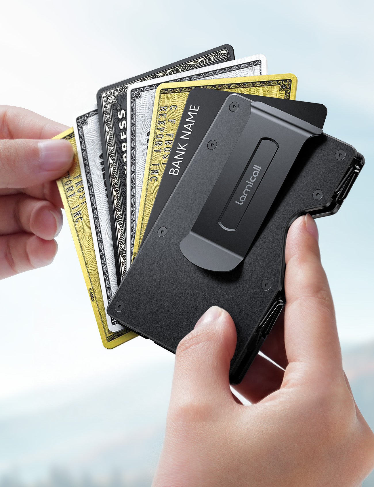 Foldable Minimalist Carbon Fiber Wallet Slim Metal RFID Blocking Card Holder