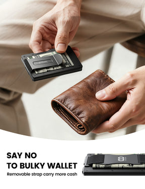 Foldable Minimalist Carbon Fiber Wallet Slim Metal RFID Blocking Card Holder