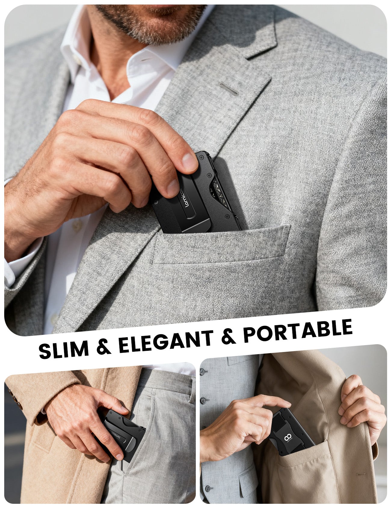 Foldable Minimalist Carbon Fiber Wallet Slim Metal RFID Blocking Card Holder