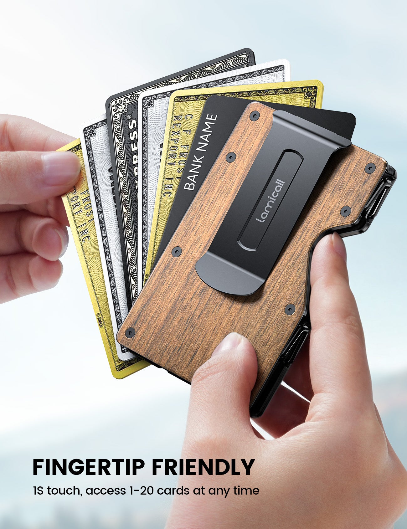 Foldable Minimalist Carbon Fiber Wallet Slim Metal RFID Blocking Card Holder