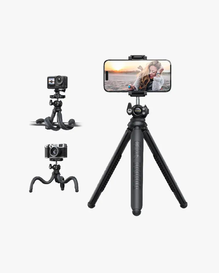 iPhone Tripod - 3 in 1 Tripod Stand for iPhone and Android Cell Phone, Portable Tripod Selfie Stick for Video Recording, Vlog