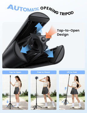 Lamicall 65" Phone Tripod & Selfie Stick Tripod with Remote Tap-to-Open